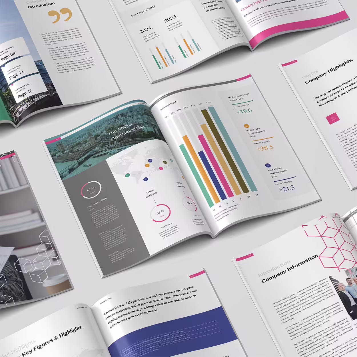 A corporate annual report designed by Eight Second Network visualising insights from throughout the year